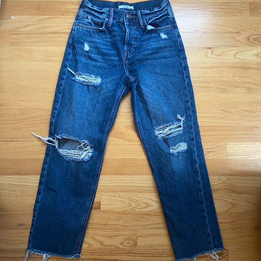 Dark wash mom jeans